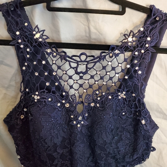 City Triangle evening gown dark blue Size Juniors 11 - Picture 9 of 16